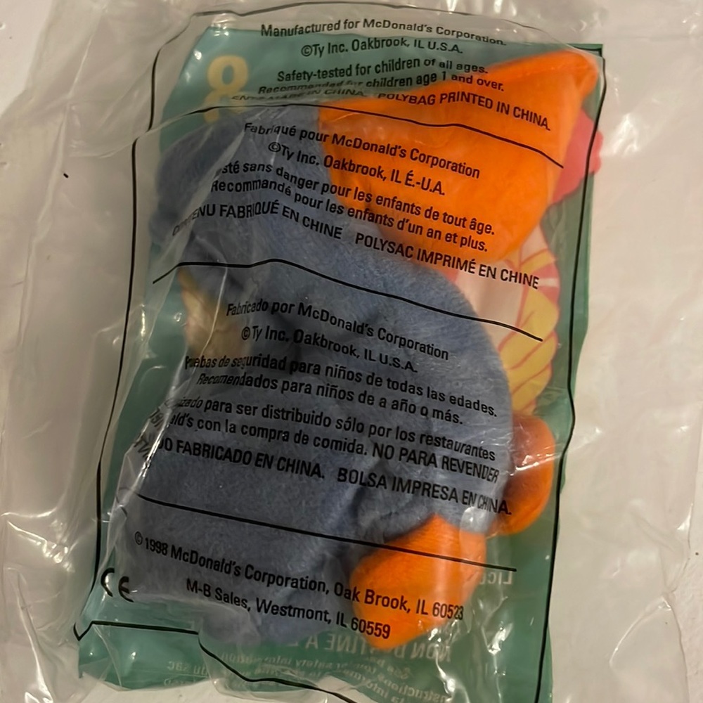 Rare 1995 Mcdonald's Ty Beanie Baby Pelican "Scoop"